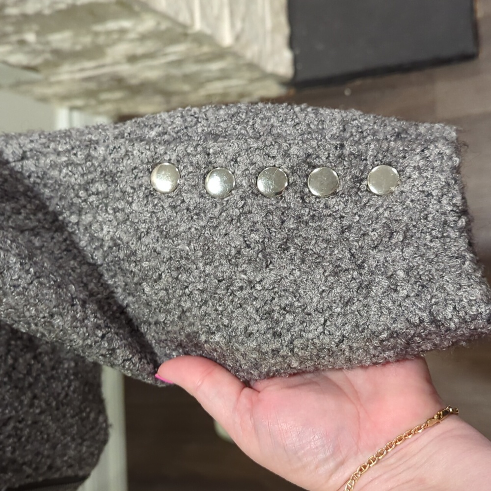Anthropology Luii Size Medium Grey Boucle Moto Jacket - Picture 8 of 8